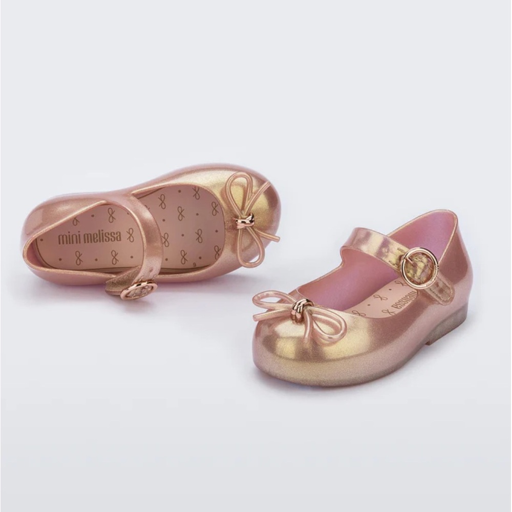 Mini Melissa Toddler Size 9 Gold Ballerina Shoes